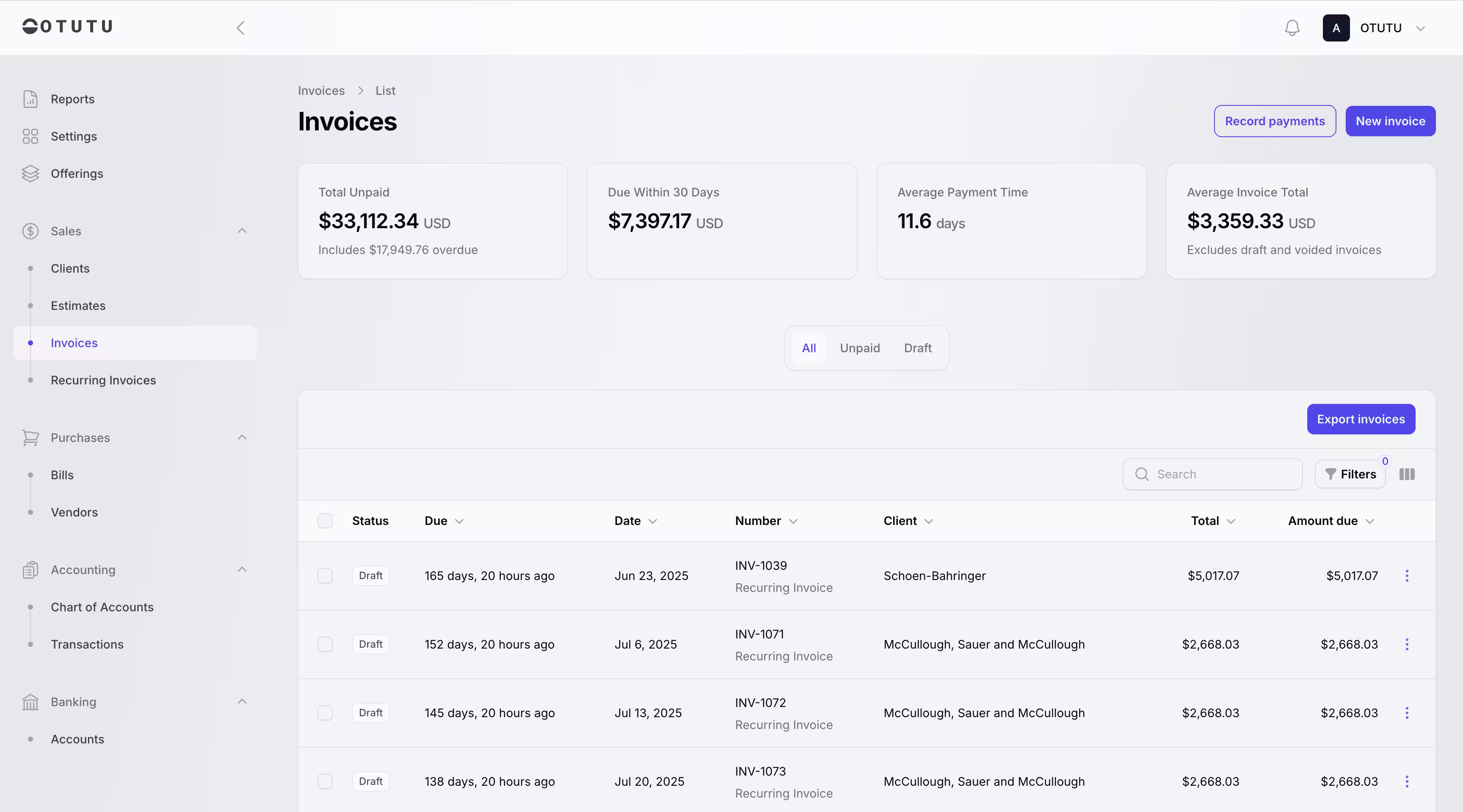 Otutu application screenshot