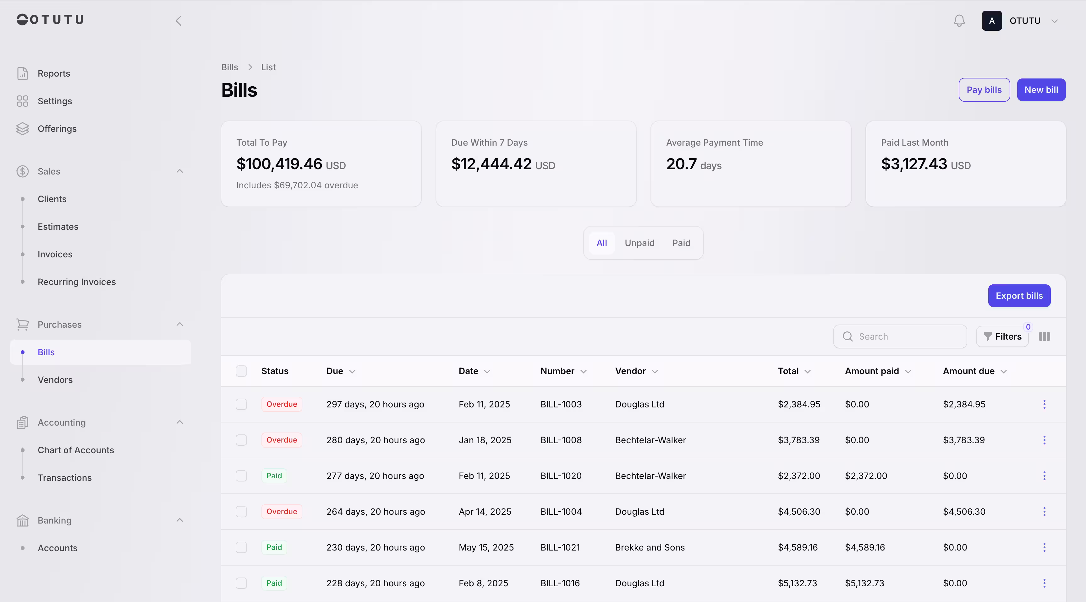 Otutu application screenshot