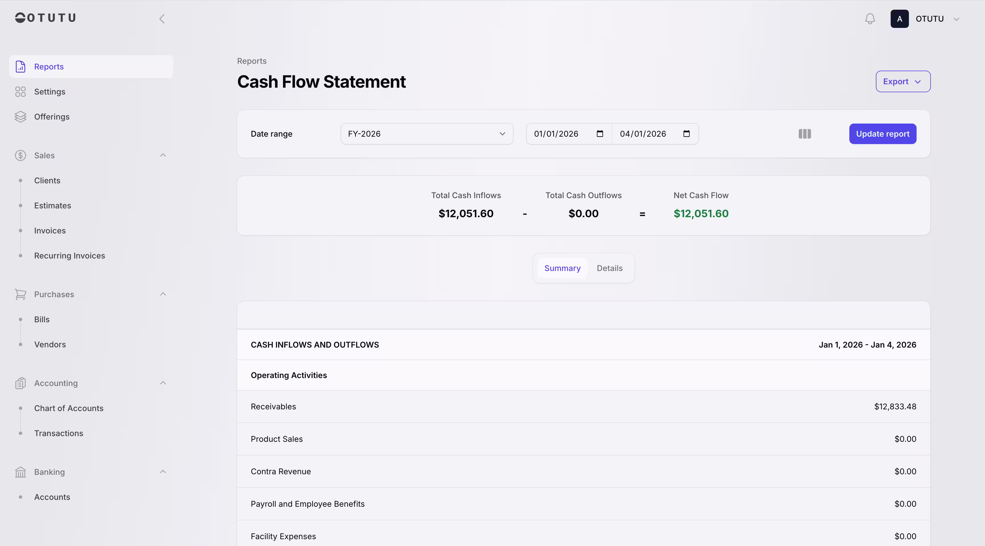 Otutu application screenshot